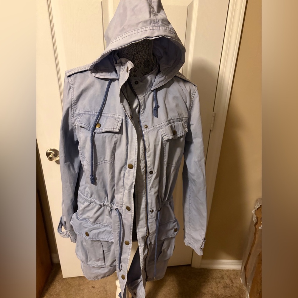 Joe Boxer Light Blue Hooded Utility Jacket